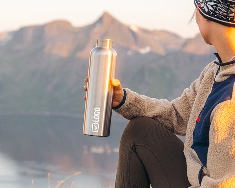 Edelstahl Trinkflasche mit eingraviertem Firmenlogo