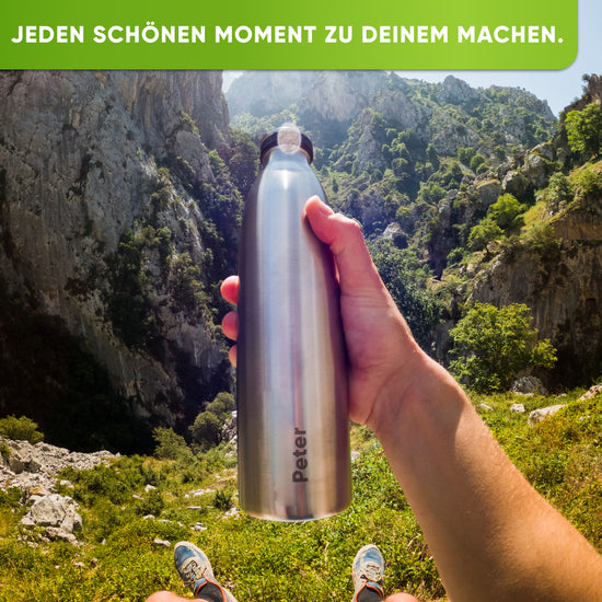 Edelstahl Sport Trinkflaschen + persönliche Gravur