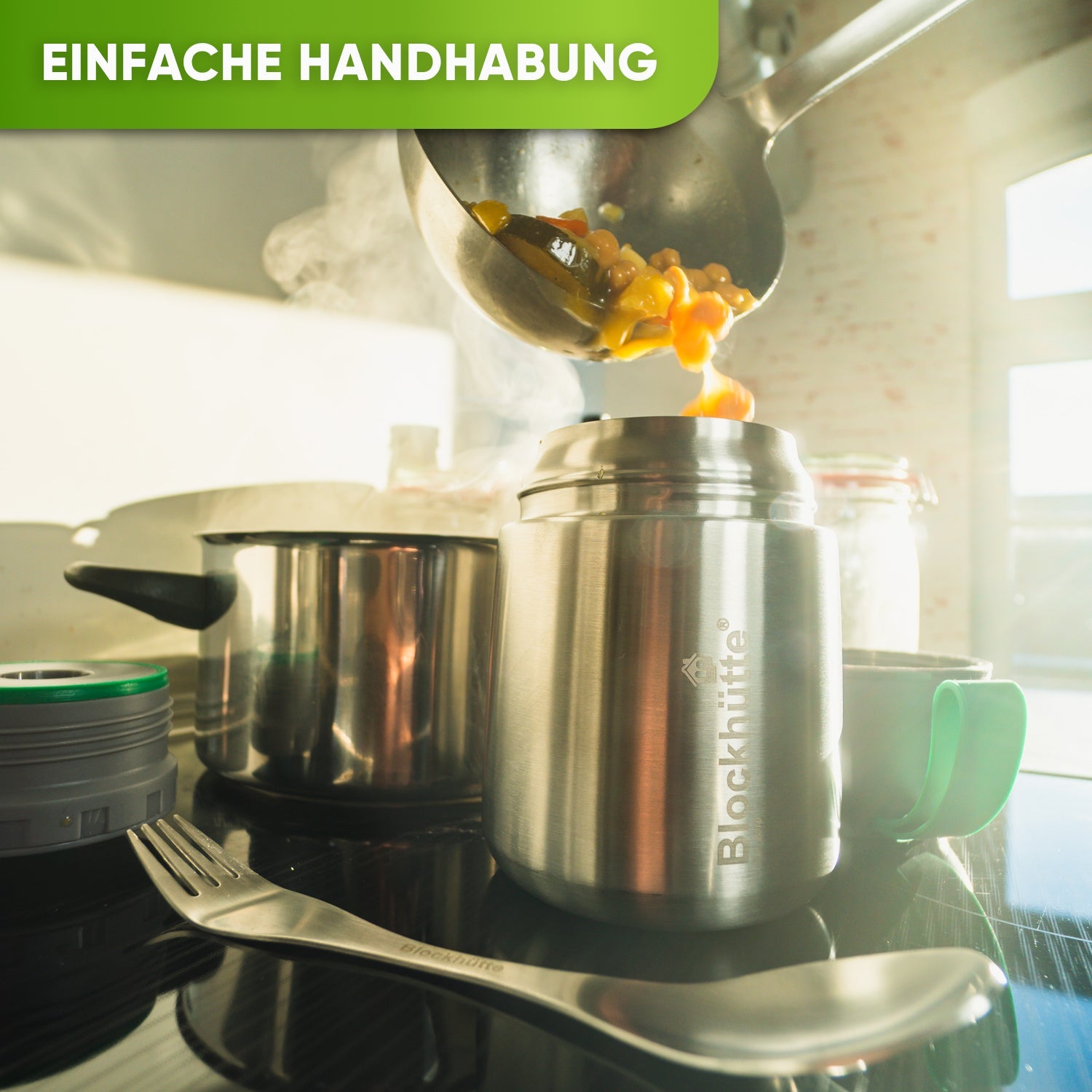 Edelstahl Thermo Lunchbox mit Anti - Vakuum Stöpsel | 730ml |