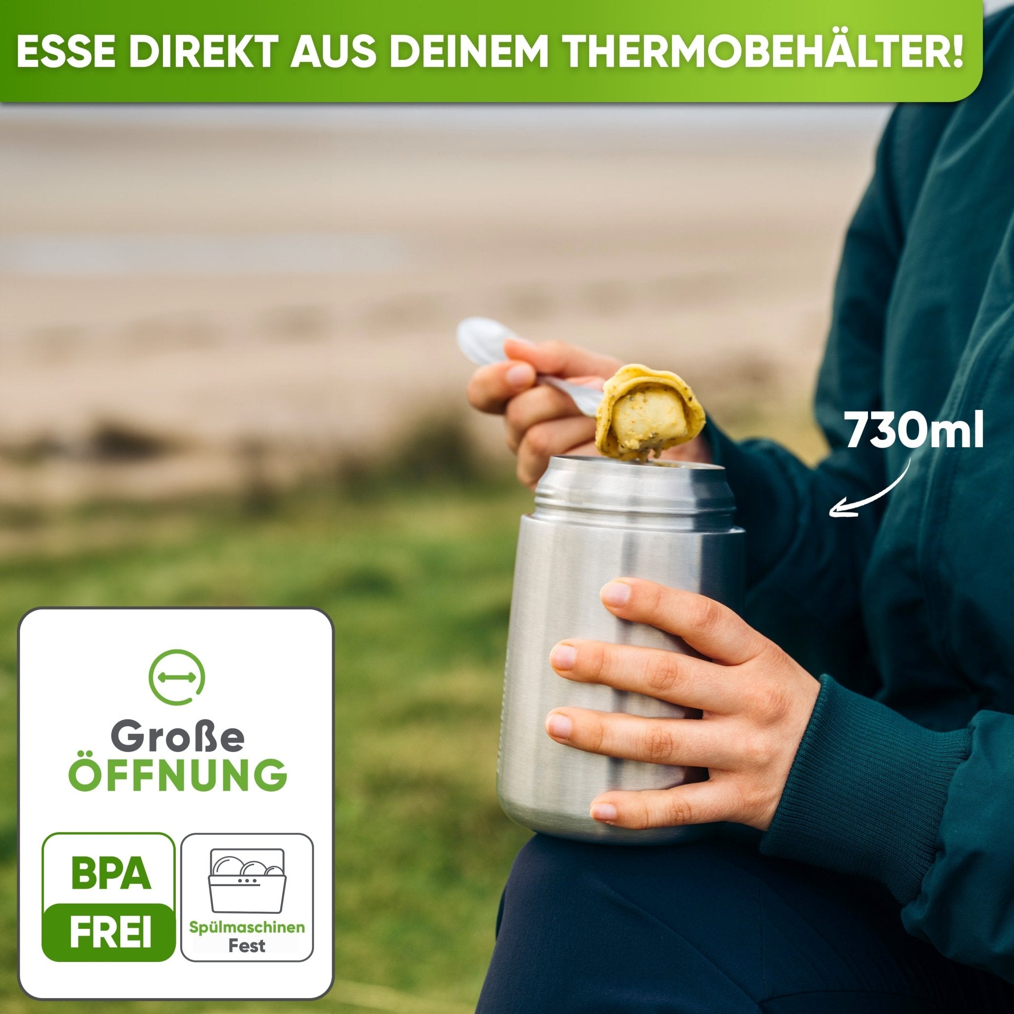 Edelstahl Thermobehälter mit Anti - Vakuum Stöpsel - Blockhütte - BH0022