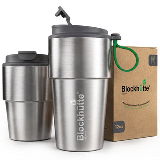 Isolierter Edelstahl Thermobecher für Kaffee und Tee – Grau, 350ml