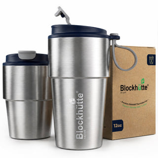 Isolierter Edelstahl Thermobecher für Kaffee und Tee – Dunkelblau, 350ml