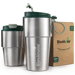 Isolierter Edelstahl Thermobecher für Kaffee und Tee – Dunkelgrün, 350ml