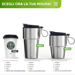 Isolierter Edelstahl Thermobecher für Kaffee und Tee – Dunkelblau, 350ml, Ansicht 2
