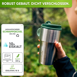 Isolierter Edelstahl Thermobecher für Kaffee und Tee – Dunkelgrün, 500ml, Ansicht 1