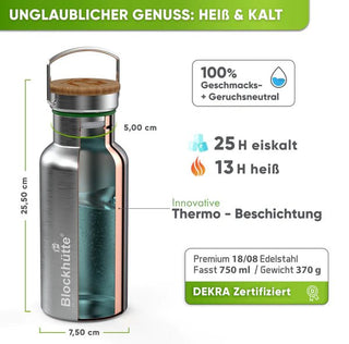 Lunch-Bundle - Thermolunchbox + Edelstahl Trinkflasche | Trinkflasche: 1000ml | Lunchbox (Größe): 1000ml