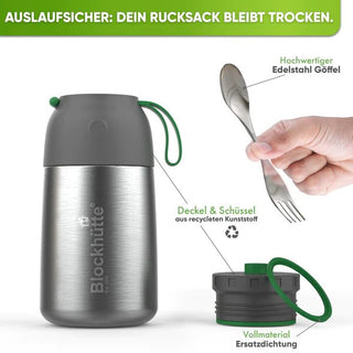 Lunch-Bundle - Thermolunchbox + Edelstahl Trinkflasche | Trinkflasche: 1000ml | Lunchbox (Größe): 1000ml