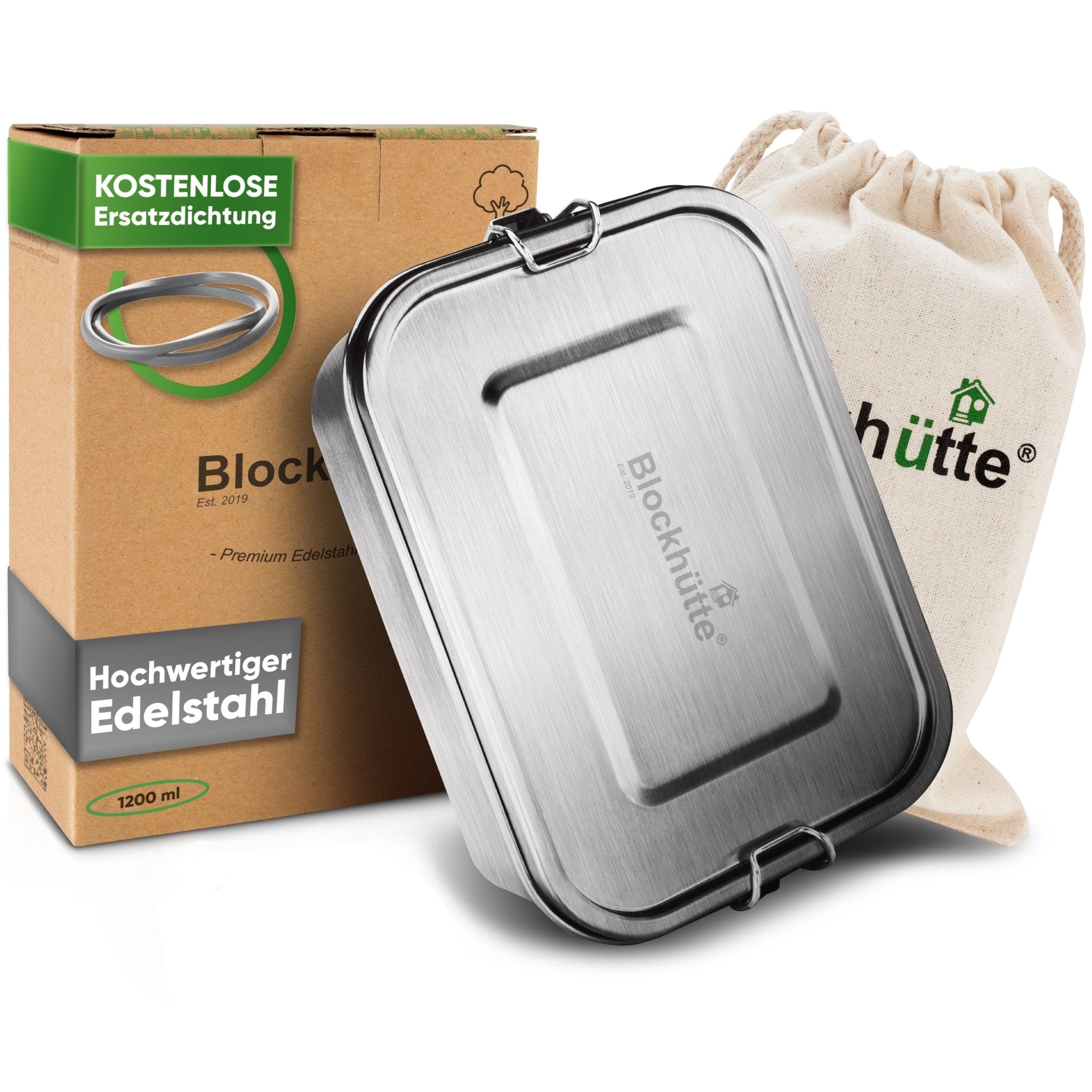 Premium Edelstahl Brotdose mit 2 Trennwänden | 1200ml |