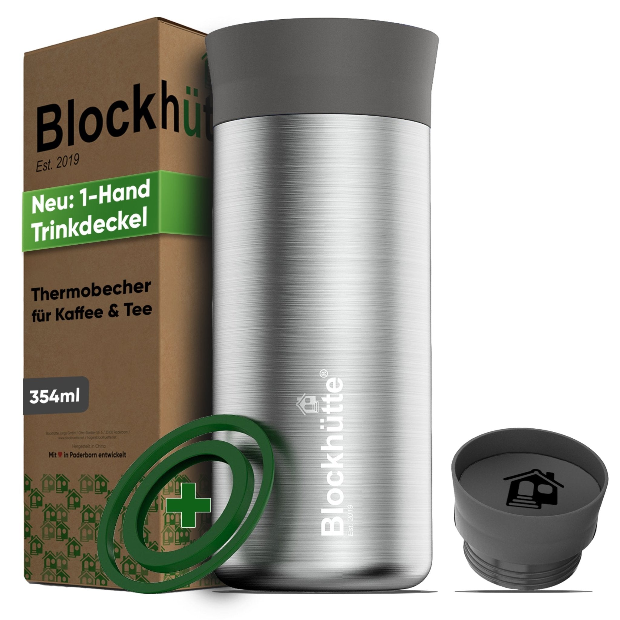 Thermobecher Edelstahl für Kaffee und Tee | 354ml | Schwarz