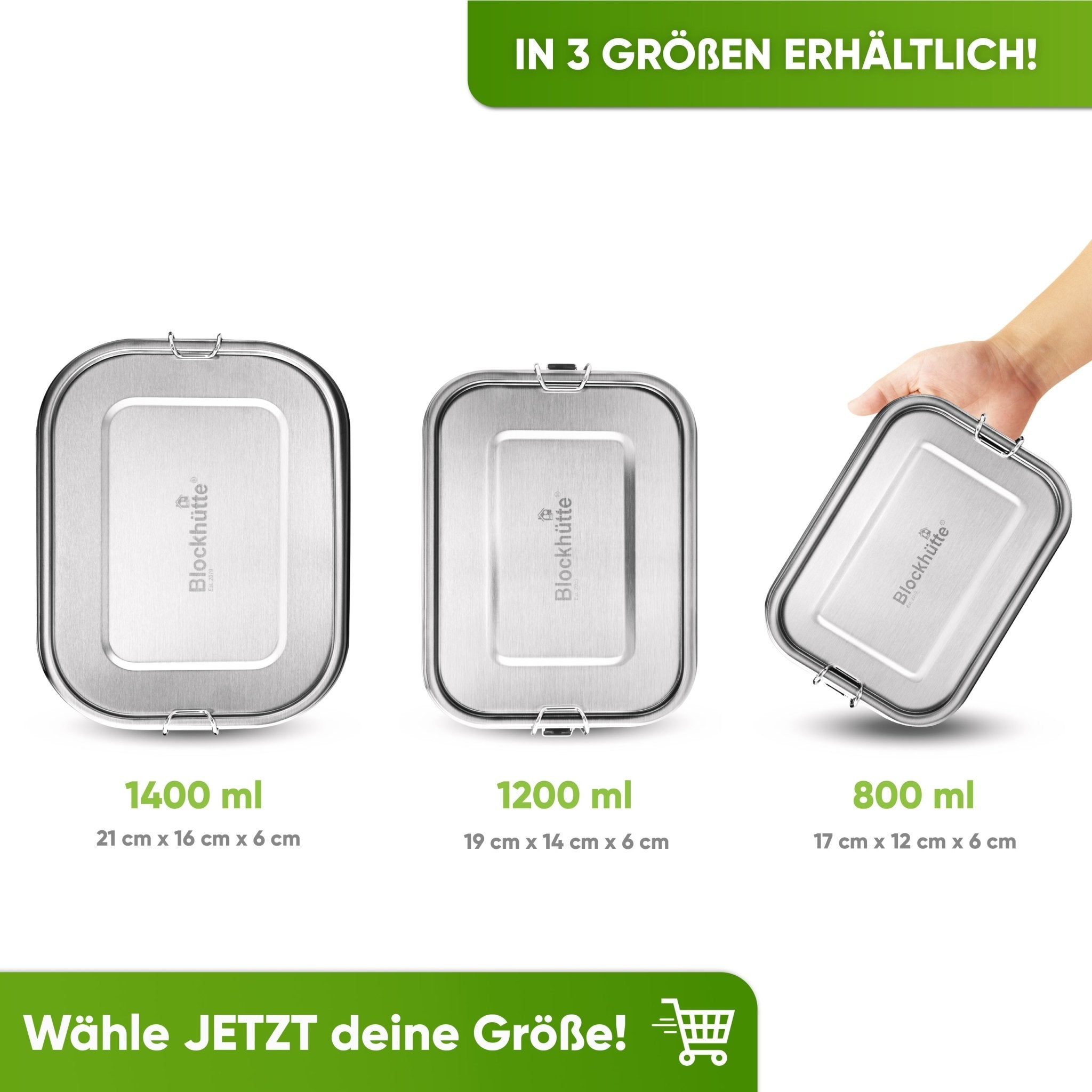 Alltags Bundle - Edelstahl Brotdose + Edelstahl Sport Trinkflasche | Edelstahl Sport Trinkflasche: 350ml | Edelstahl Brotdose: 1400ml