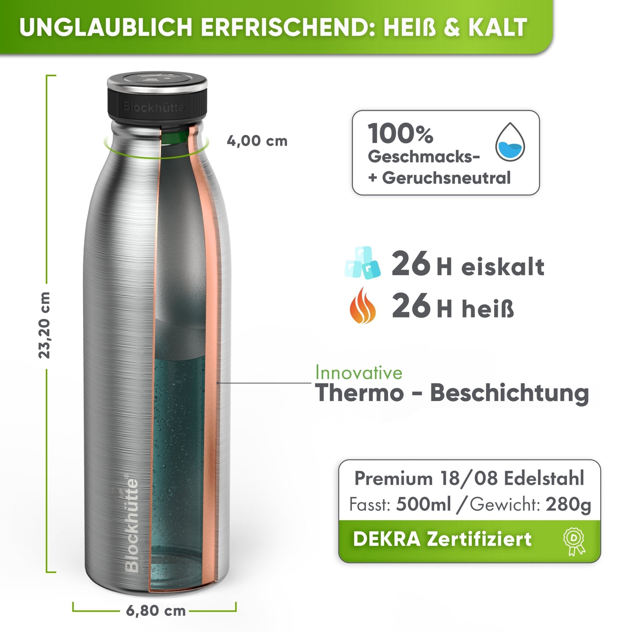 Alltags Bundle - Edelstahl Brotdose + Edelstahl Sport Trinkflasche | Edelstahl Sport Trinkflasche: 350ml | Edelstahl Brotdose: 1400ml