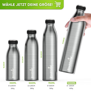 Freizeit Bundle - Edelstahl Thermobehälter + Edelstahl Sport Trinkflasche | Edelstahl Sport Trinkflasche: 1000ml | Edelstahl Thermobehälter: 1000ml