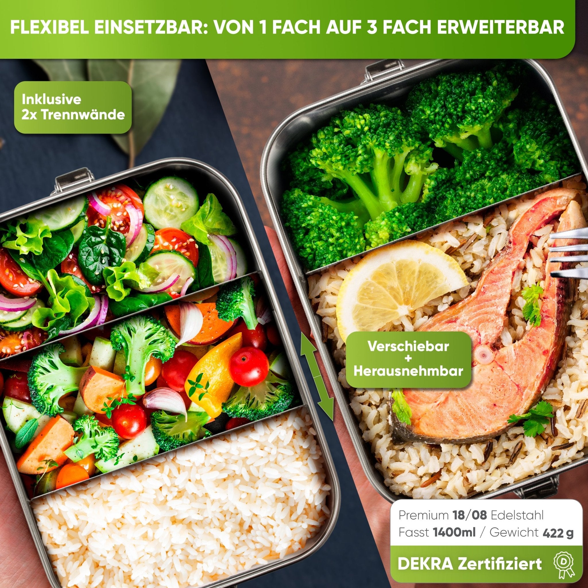 Individual Gravur für die Edelstahl Brotdose | 1400ml |